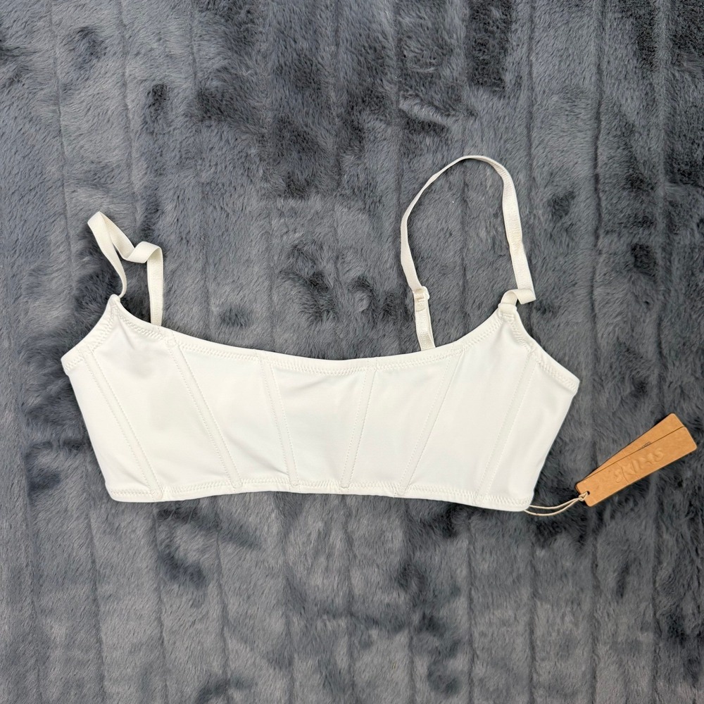 SKIMS Recycled Swim Corset Bikini Top Snow White BT-SCP-3903 Womens Medium